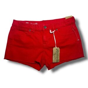 Madewell Red Size W28‎ Cotton/spandex Woman Relaxed Denim Raw Hem Shorts